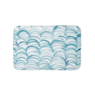 Blue Wave Japanese Style PatternIllustration Bath Mat