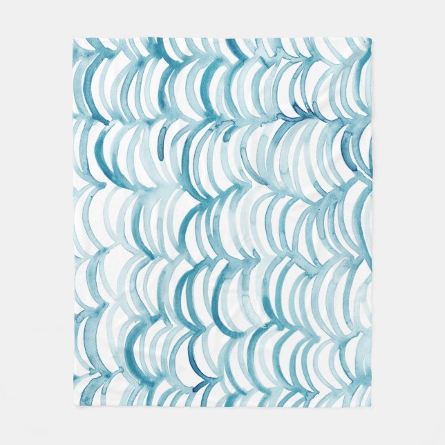 Blue Wave Japanese Style PatternIllustration Fleece Blanket (Front)
