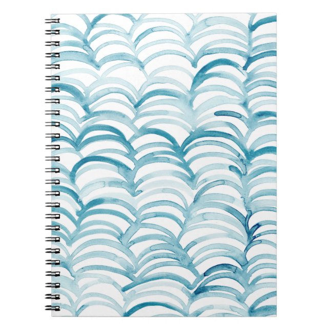 Blue Wave Japanese Style PatternIllustration Notebook (Front)