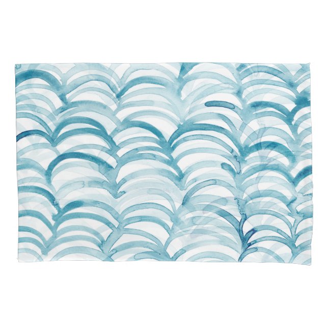 Blue Wave Japanese Style PatternIllustration Pillowcase (Front)