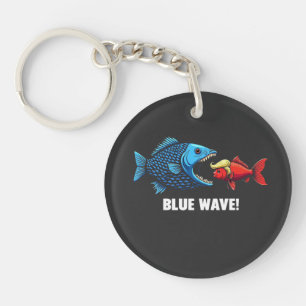 Blue Wave Kamala Harris Walz Fish Election Keychain