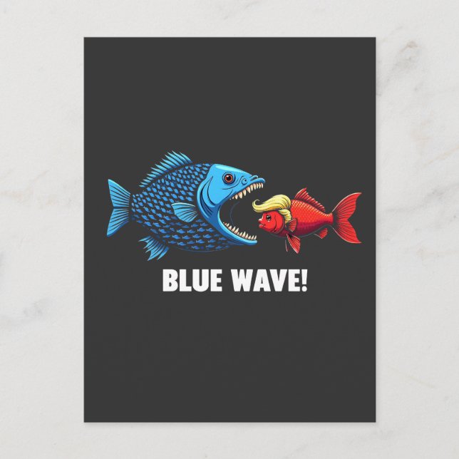 Blue Wave Kamala Harris Walz Fish Election  Postcard (Front)