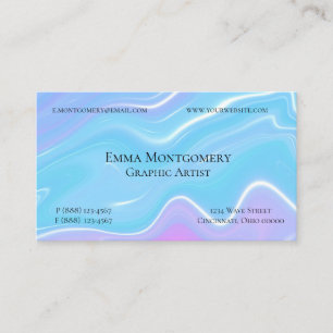 Blue Wave Marble Liquid Art Business Card