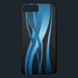 Blue Wave Modern Abstract Pattern iPhone 8 Plus/7 Plus Case<br><div class="desc">A modern abstract design featuring a blue ribbon wave pattern against a black background. You may change the black background to the colour of your choice by selecting the "Customize It" and selecting another background colour from a wide array of available colour choices. This high quality vector graphic image compliments...</div>