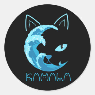 Blue Wave Of Cat Ladies Kamala Cat Typography Alph Classic Round Sticker