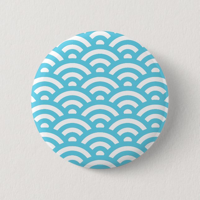 Blue Wave Pattern 2 Inch Round Button (Front)