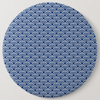 Blue wave pattern 6 inch round button