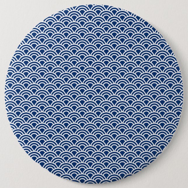 Blue wave pattern 6 inch round button (Front)