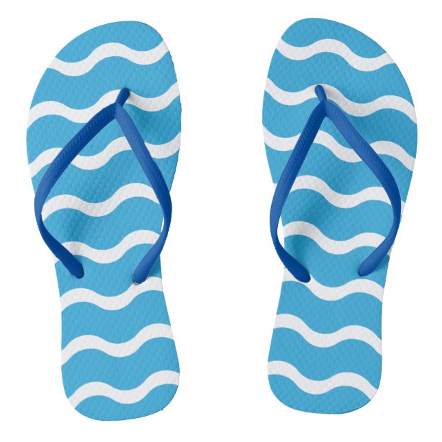 Blue Wave Pattern Flip Flops (Footbed)