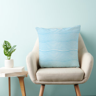 Blue Wave Pattern Throw Pillow