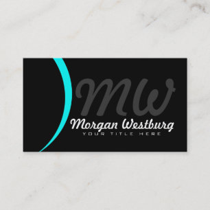 Blue Wave Professional Monogram Business Cards