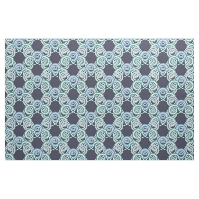 Blue wave retro vintage pattern fabric (Fat Quarter)