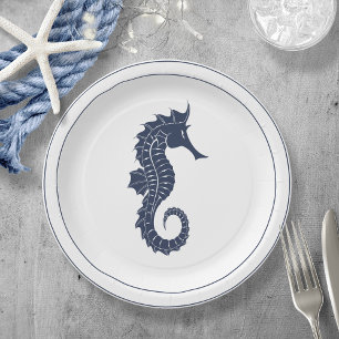 Blue Wave Seahorse V2 Navy/Wht ID836 Paper Plate