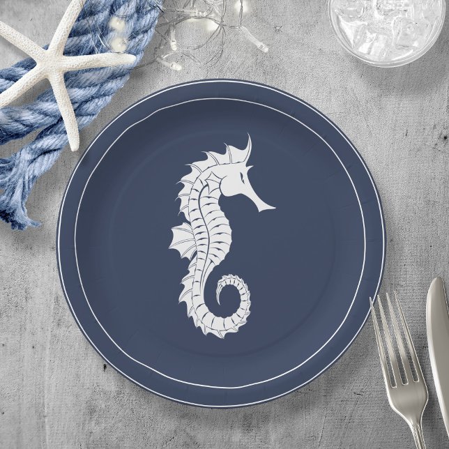 Blue Wave Seahorse V2 Wht/Navy ID836 Paper Plate (Creator Uploaded)