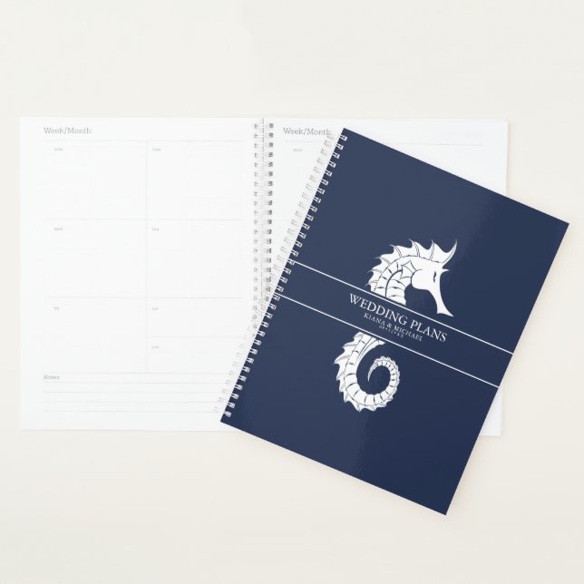 Blue Wave Seahorse Wedding Wht/Navy ID836 Planner (Display)