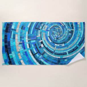 Blue Wave Spiral Mosaic Beach Towel