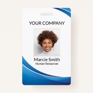 Blue Wave Style Photo ID Badge