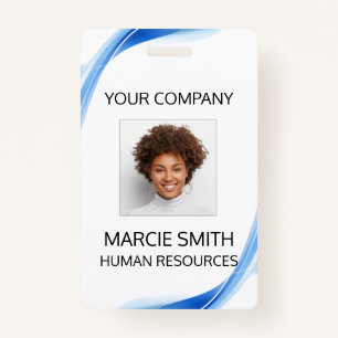 Blue Wave Style Photo ID Badge