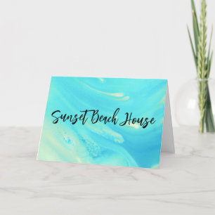  Blue Wave Sunset Beach HouseFolded Thank You Card