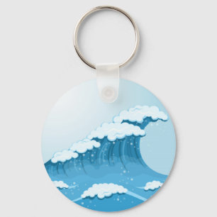 Blue Wave Surf and Ocean Keychain
