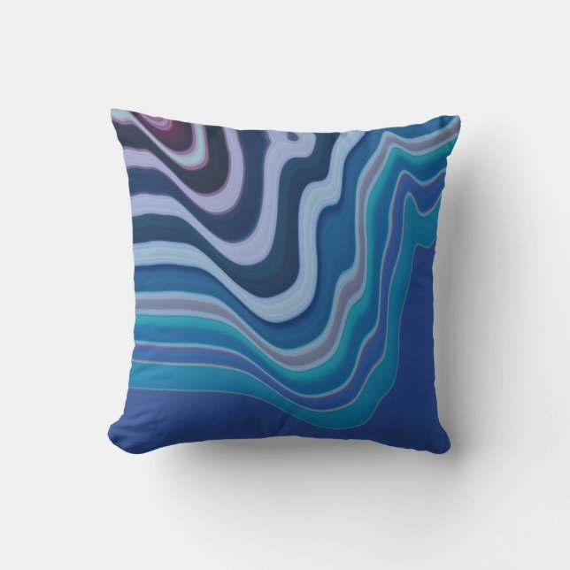 Blue Wave Throw Pillow (Front)