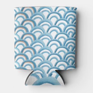 Blue wave watercolor, seamless painting. can cooler