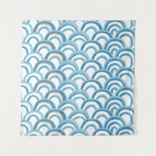Blue wave watercolor, seamless painting. tapestry