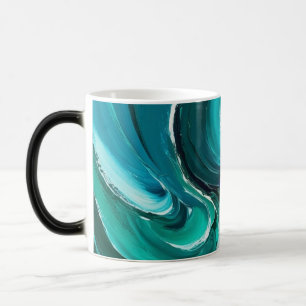 Blue waves abstract art magic mug