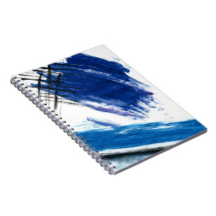 Blue waves abstract watercolor contemporary art notebook