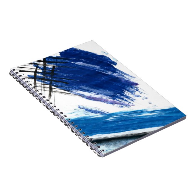 Blue waves abstract watercolor contemporary art notebook (Right Side)