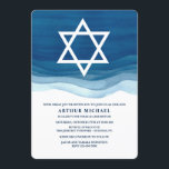 Blue Waves Bar Mitzvah Invitation<br><div class="desc">Invite everyone to this special occasion with this handsome Blue Wave invitation. (Background vector created by freepik - www.freepik.com). The card is easy to customize with your wording, font, font colour, paper shape options and choice of six paper types.Not exactly what you're looking for? All our products can be custom...</div>