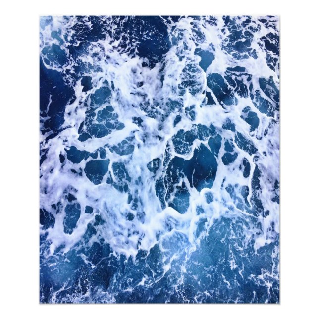 Blue Waves By The Ocean Photo Print (Front)