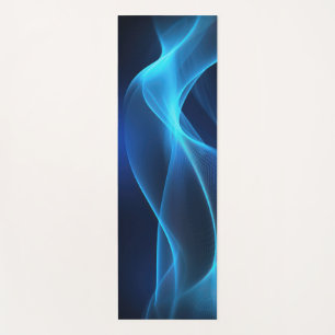 Blue waves in glowing light yoga mat