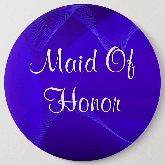 Blue Waves Maid Of Honour 6 Inch Round Button (Front)
