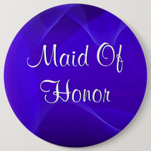 Blue Waves Maid Of Honour 6 Inch Round Button