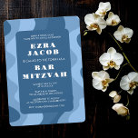 Blue Waves Modern Abstract Custom Bar Mitzvah Invitation<br><div class="desc">Perfect card to announce a bat mitzvah, bar mitzvah or other Jewish celebration! Hand made art for you. FULLY CUSTOMIZABLE! Click on “Personalize” above to edit the text. Click "edit using design tool" to adjust the fonts, colours and placements and to delete the back side design if you prefer (I...</div>