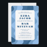 Blue Waves Modern Abstract Custom Bar Mitzvah Invitation<br><div class="desc">Perfect card to announce a bat mitzvah, bar mitzvah or other Jewish celebration! Hand made art for you. FULLY CUSTOMIZABLE! Click on “Personalize” above to edit the text. Click "edit using design tool" to adjust the fonts, colours and placements and to delete the back side design if you prefer (I...</div>