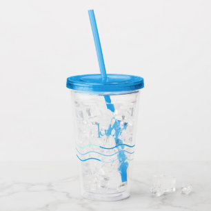 Blue Waves Monogram Acrylic Tumbler