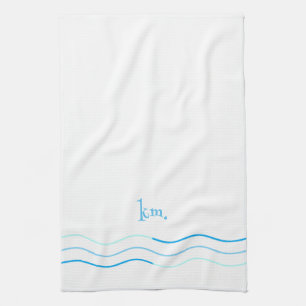 Blue Waves Monogram Kitchen Towel