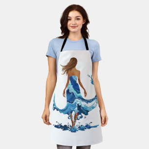 Blue Waves Ocean Girl Apron