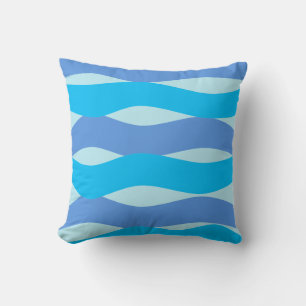 Blue Waves Pattern Throw Pillow