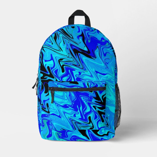 Blue Waves Printed Backpack (Front)