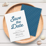 Blue Waves Save the Date Card<br><div class="desc">Blue Waves Save the Date card has blue waves pattern back side. Personalize it by replacing the placeholder text. For more options such as to change the font and it's size/colour or the spacing between letters click the "Customize" button. *Please note that the Zazzle Watermark that appears in the zoom...</div>