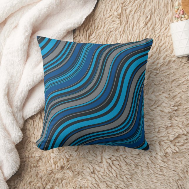 Blue Waves Throw Pillow (Blanket)