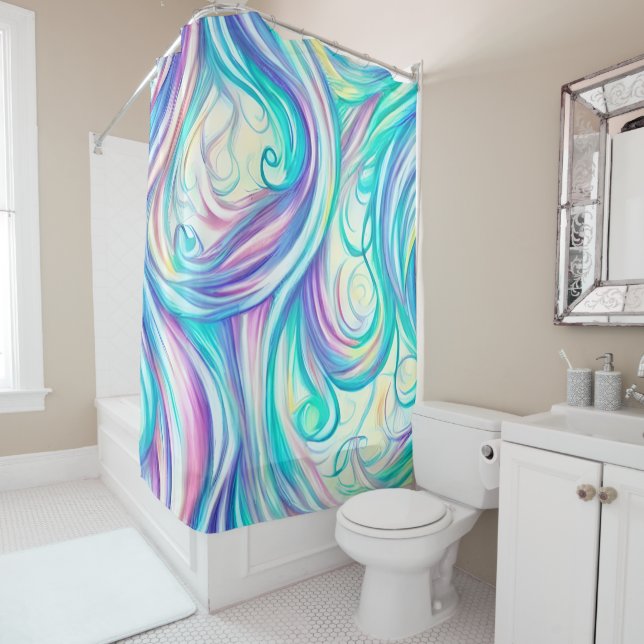 Blue Waves Twirls and Swirls Pattern (In Situ)