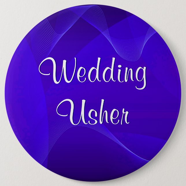 Blue Waves Usher 6 Inch Round Button (Front)