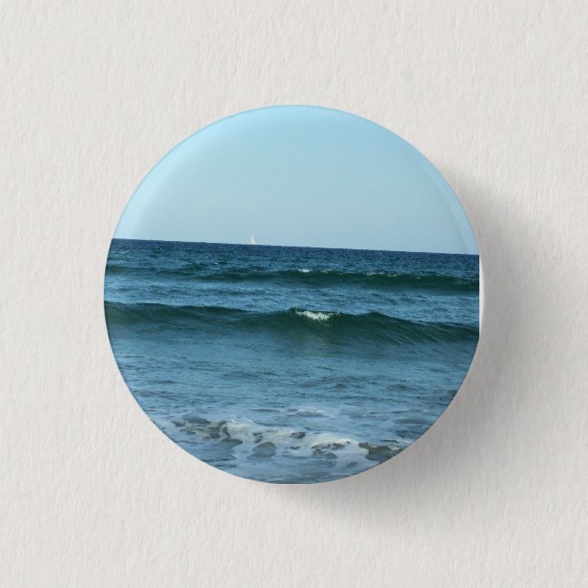 Blue Waves Washing Toward Shore 1 Inch Round Button (Front)
