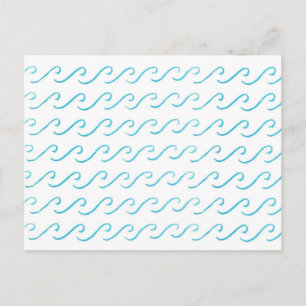 Blue Waves Watercolor Pattern Simple Postcard