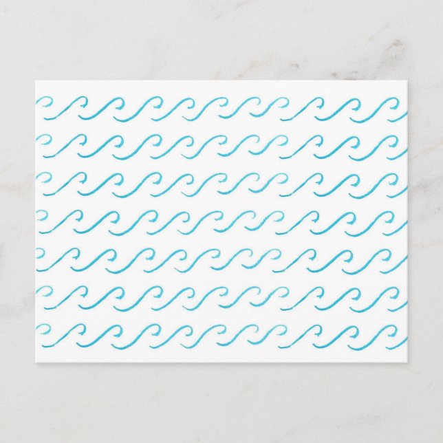 Blue Waves Watercolor Pattern Simple Postcard (Front)