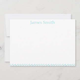 Blue Waves Watercolor Pattern Simple Stationery